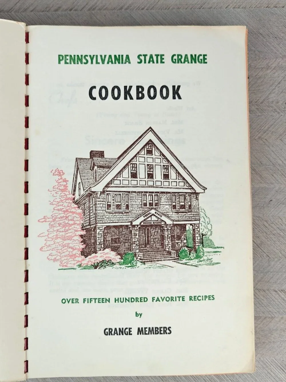 Pennsylvania State Grange Cookbook 1972 Spiral-Bound Cookbook Vintage